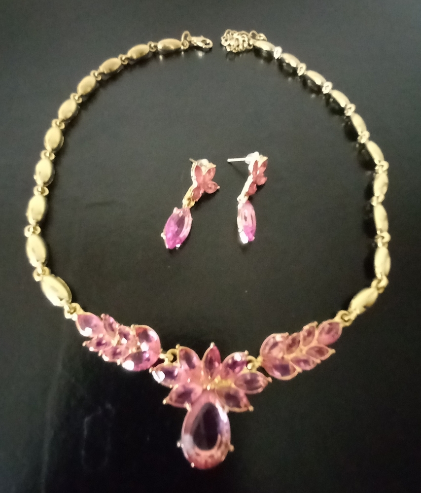 Vintage Designer Hot Pink Topaz Yellow Gold